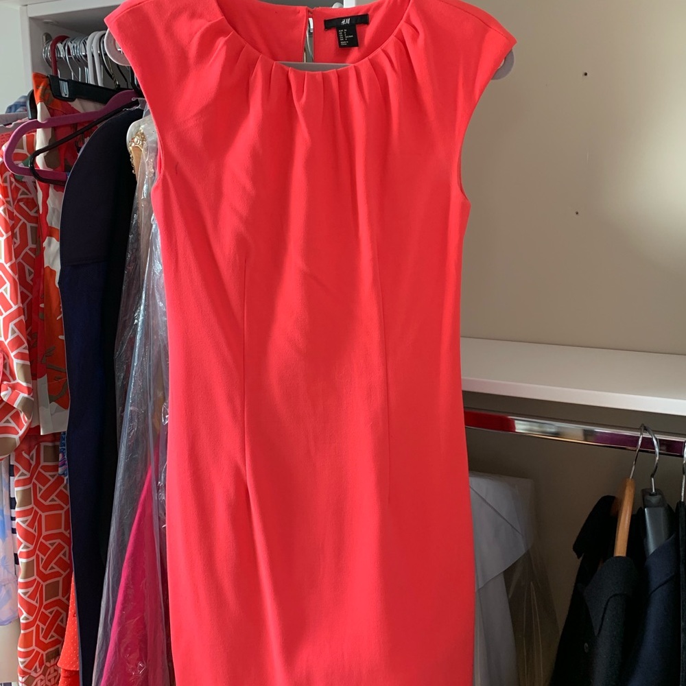 Coral Colored Cap Sleeve Dress From H+M